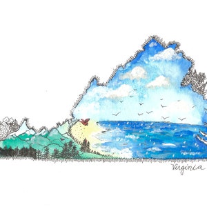 Virginia Watercolor Print
