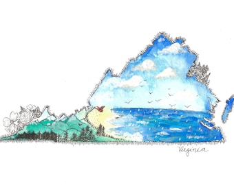 Impressão aquarela Virgínia
