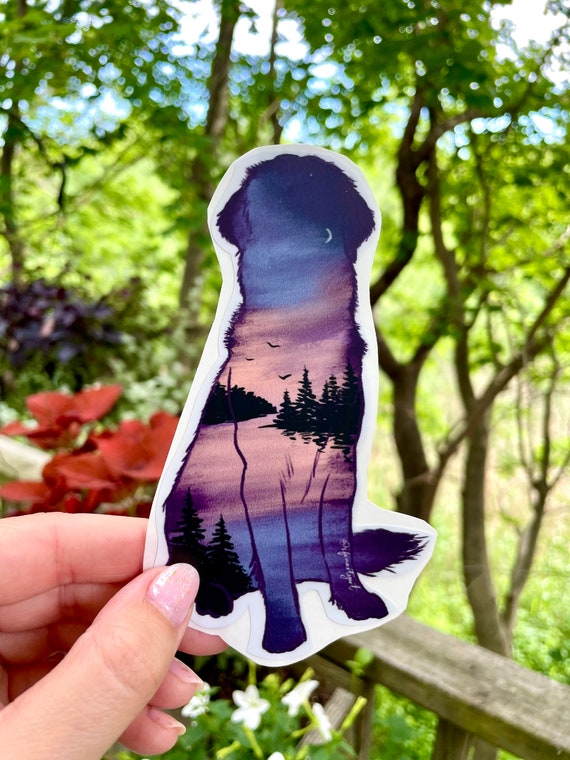 Handsketched watercolor and ink golden retriever vinyl decal