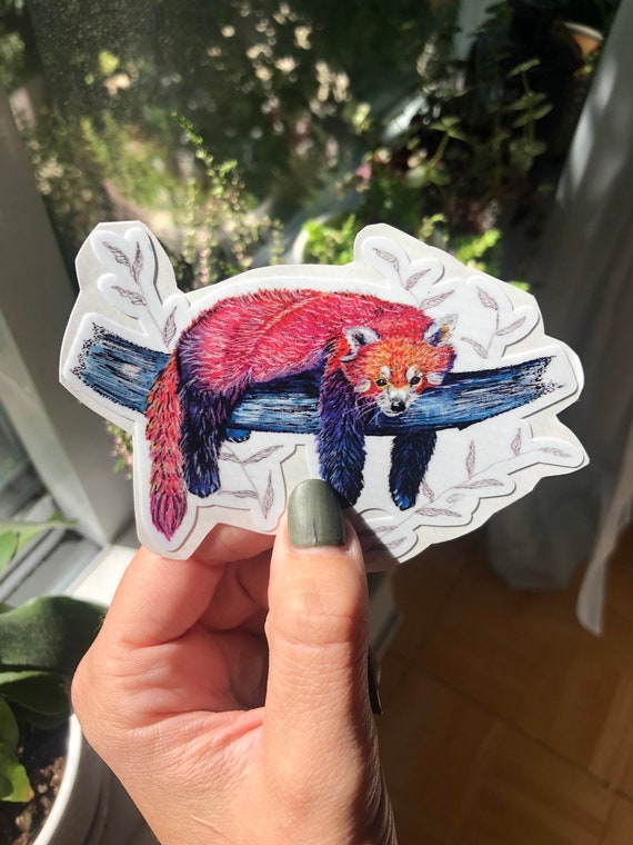 Watercolor red panda vinyl sticker