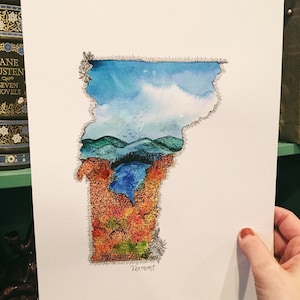 Vermont watercolor illustration print