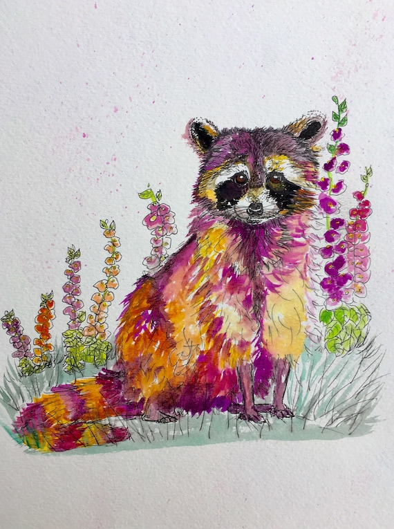 Watercolor Raccoon Print