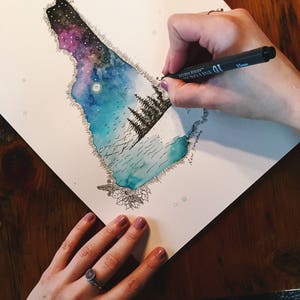 New Hampshire Aquarell Druck