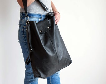 Black OVERSIZE SHOPPER Bag - XXL Tote Bag Woman - Large Crossbody Purse - Big Shoulder Bag