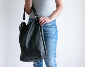 Oversize Shopper Bag, Stylish Bag, Leather Tote Bag, Tote Durable Bag, Shopper Bag, XXL Handbag, Black Shopper, Leather Bag, Handbag
