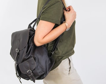 LEDERRUCKSACK - DunkelBRAUNer Lederrucksack - Großer Rucksack - Laptoptasche - Leder Handtasche - Schultasche - Weekender Tasche