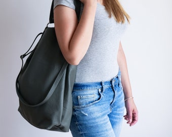 Oversize Shopper Bag, Large Shopper, Leather Tote Bag, Large Tote, Shopper Bag, XXL Handbag, Gray Shopper, Leather Bag Leather Handbag