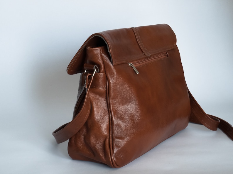 Leather Messenger Bag, Leather Briefcase Bag, Leather Bag, Shoulder Bag, Crossbody Leather Bag Leather Satchel, Cognac Brown Messenger zdjęcie 7