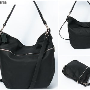 Black LEATHER HOBO Bag Crossbody Bag Everyday Natural Leather Bag, Simple Slouchy Shoulder Bag image 8