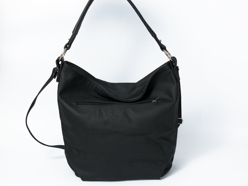Black LEATHER HOBO Bag Crossbody Bag Everyday Natural Leather Bag, Simple Slouchy Shoulder Bag image 5