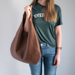 Brown LEATHER HOBO Bag - BROWN Oversize Shoulder Bag - Everyday Leather Purse - Soft Leather Handbag for Women