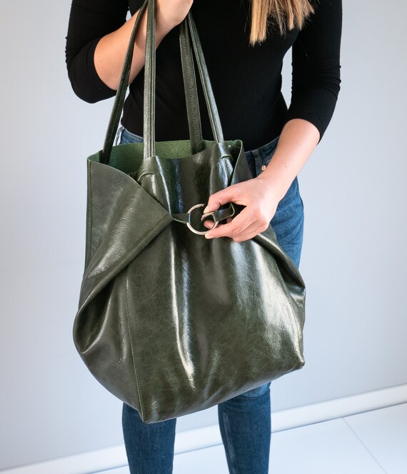 large green tote bag