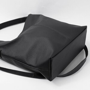LEATHER HOBO BAG, Black Leather Handbag, Everyday Tote Bag, Crossbody Bag, Laptop Leather Shoulder Bag, Leather Bag, Hobo Bag, Everyday Bag image 8