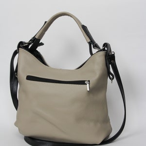 LEATHER SHOULDER Bag - HOBO Leather Bag - Everyday Crossbody Leather Purse - Cappuccino Leather Handbag image 5