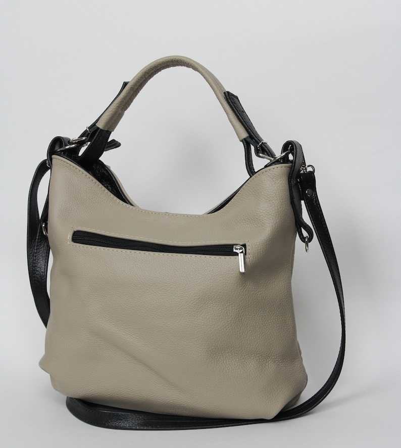 LEATHER SHOULDER Bag - HOBO Leather Bag - Everyday Crossbody Leather Purse - Cappuccino Leather Handbag image 5