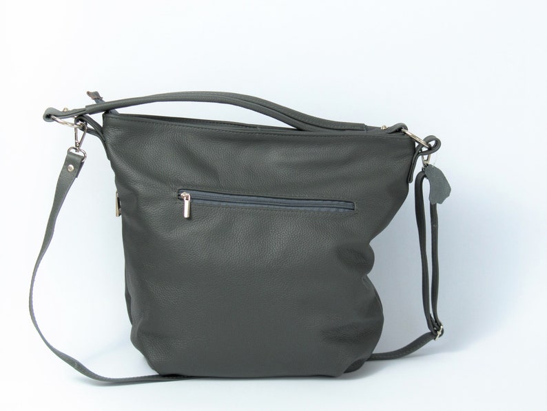Gray LEATHER HOBO Bag - Crossbody Bag - Everyday Natural Leather Bag, Simple Slouchy Shoulder Bag image 8