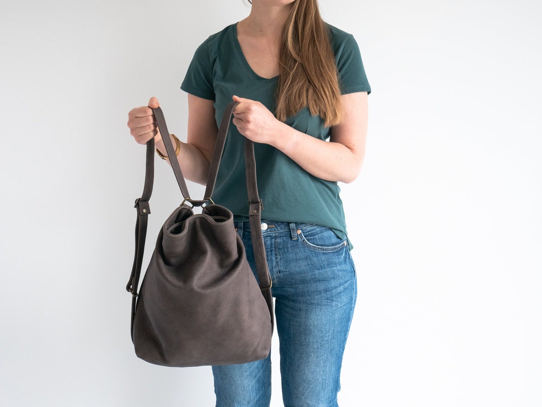 CONVERTIBLE Backpack, Gray-brown Shoulder Bag, Distressed