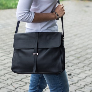 Besace en cuir, cartable en cuir, sac pour ordinateur portable en cuir, sac à bandoulière, sac bandoulière en cuir cartable en cuir, besace en cuir noir