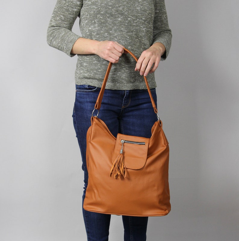 Orange Leather Purse SHOULDER BAG Large Crossbody Bag Etsy