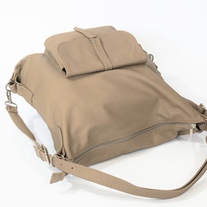 Lederrucksack, Lederrucksack, LederTasche, Laptop Rucksack, Leder Handtasche, Schultasche, Beige Lederrucksack Bild 3