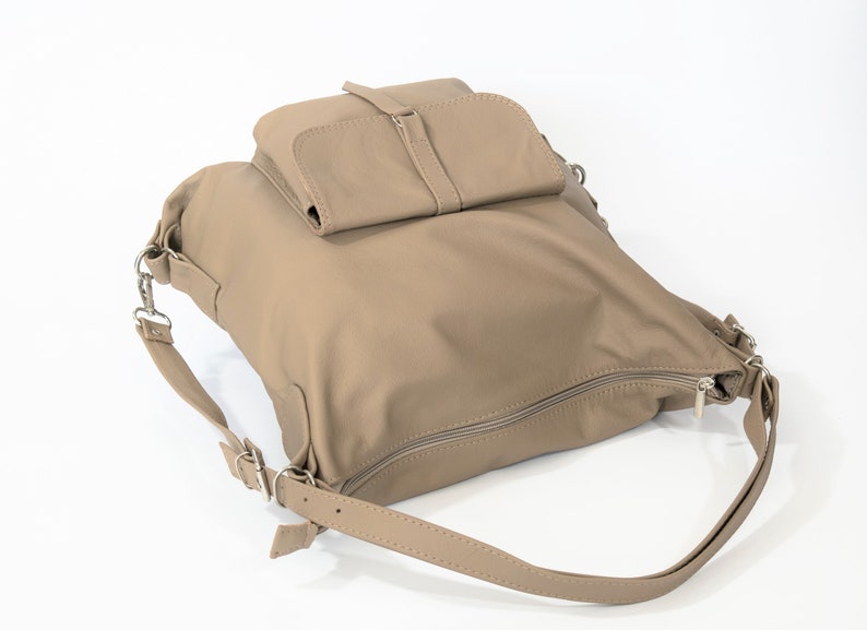 Lederrucksack, Lederrucksack, LederTasche, Laptop Rucksack, Leder Handtasche, Schultasche, Beige Lederrucksack Bild 3