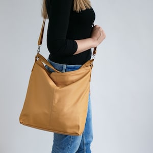 LEATHER HOBO BAG, Yellow Leather Handbag, Everyday Tote Bag, Crossbody Bag, Laptop Leather Shoulder Bag, Leather Bag, Hobo Bag, Gift