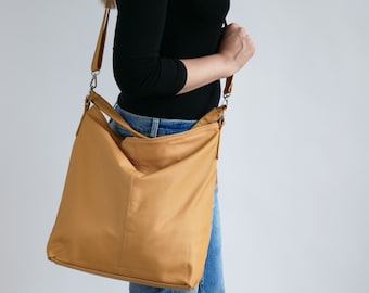 Bolso hobo de piel, bolso de mano de piel amarillo, bolso tote para uso diario, bolso cruzado, bolso de hombro de piel para portátil, bolso de piel, bolso hobo, regalo