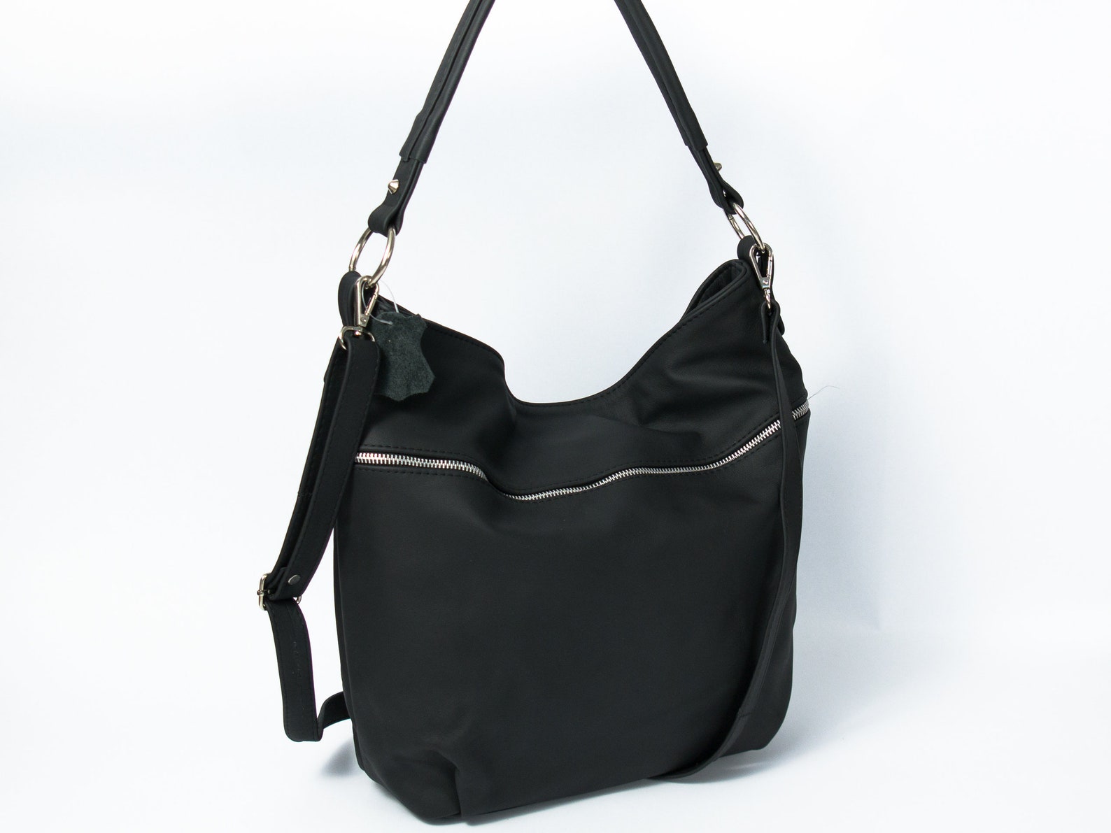 Black LEATHER HOBO Bag Crossbody Bag Everyday Natural Etsy
