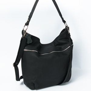 Black LEATHER HOBO Bag Crossbody Bag Everyday Natural Leather Bag, Simple Slouchy Shoulder Bag image 2