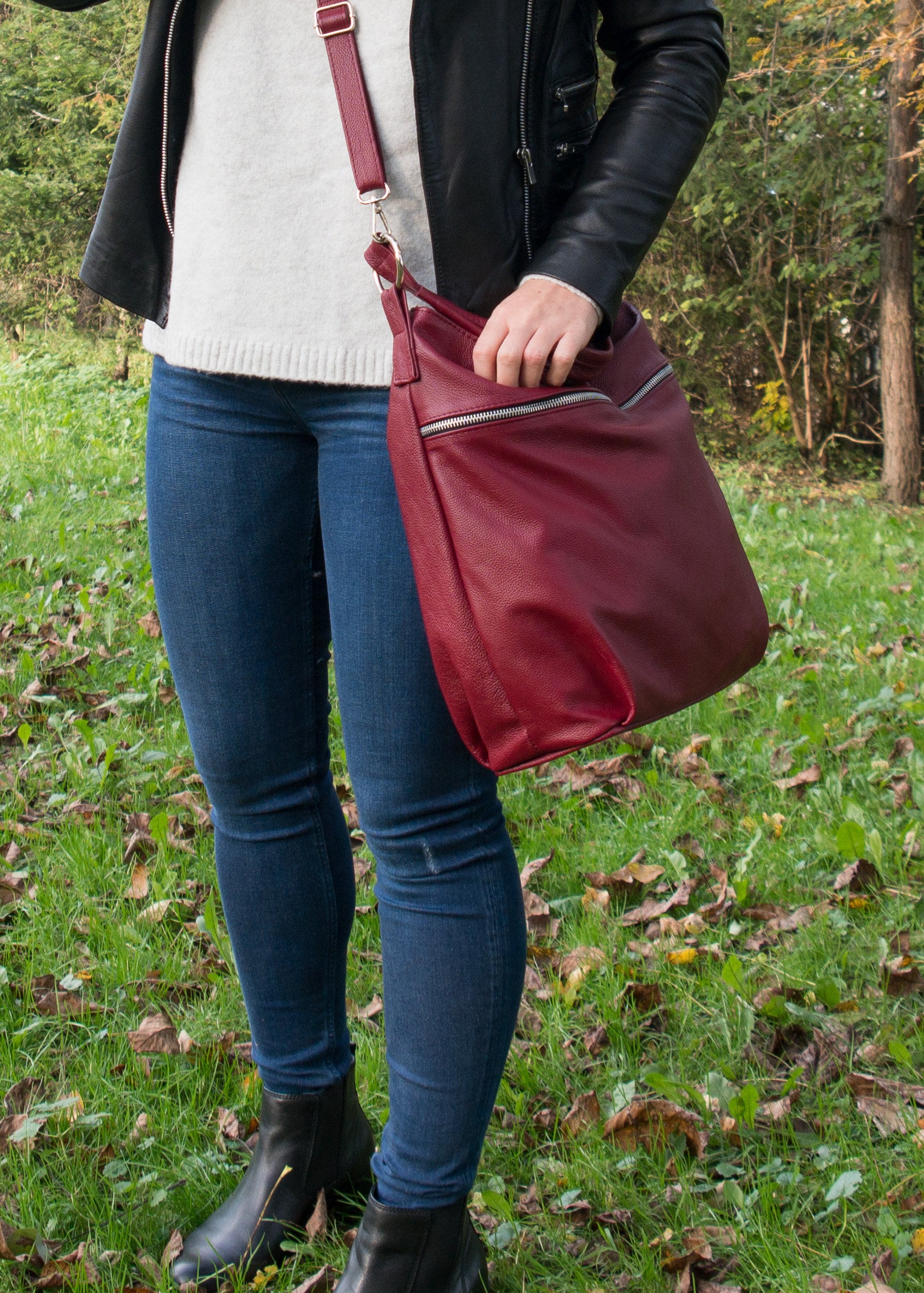 Red LEATHER HOBO Bag Crossbody Bag Everyday Natural | Etsy