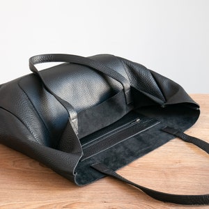 Große Schultertasche, Oversize Ledertasche, große Ledertasche, Alltagstasche, Leder Frauen Geldbörse, große Schultertasche, schwarze Handtasche Bild 9