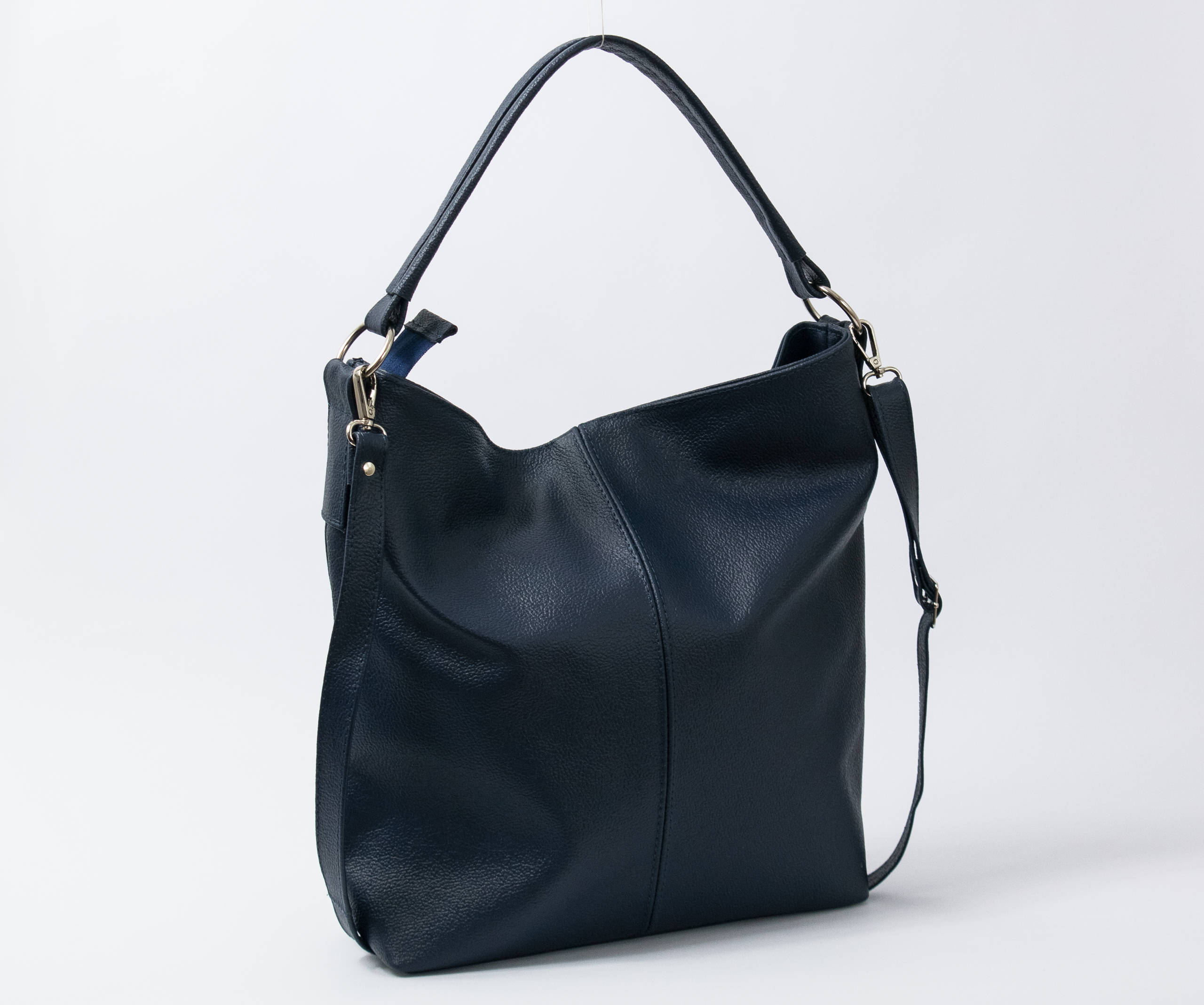 Navy blue shop leather hobo bag