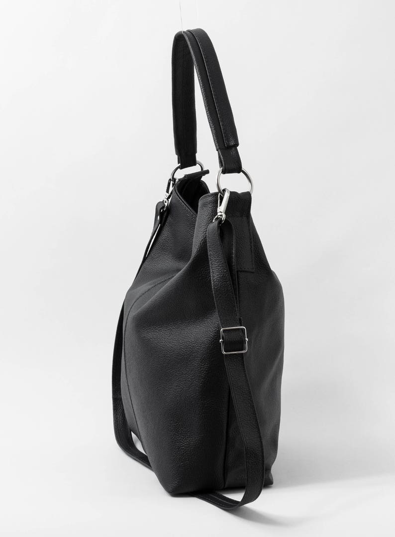 LEATHER HOBO BAG, Black Leather Handbag, Everyday Tote Bag, Crossbody Bag, Laptop Leather Shoulder Bag, Leather Bag, Hobo Bag, Everyday Bag image 9