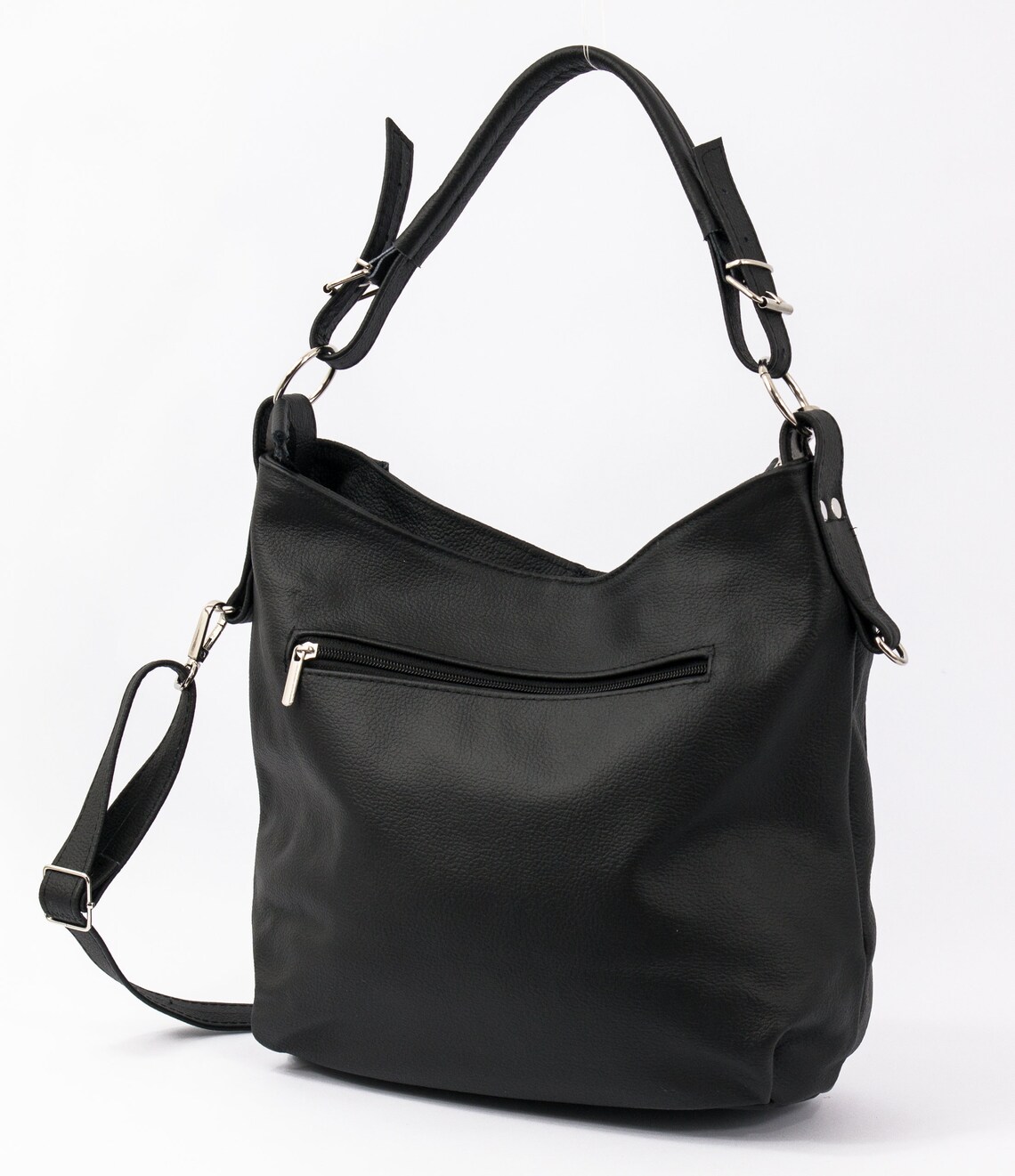 Black LEATHER HOBO Bag SHOULDER Bag Crossbody Purse for Etsy