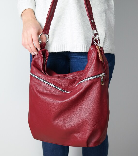 red leather hobo bag