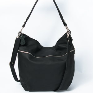 Black LEATHER HOBO Bag Crossbody Bag Everyday Natural Leather Bag, Simple Slouchy Shoulder Bag image 3