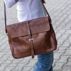 Leather Messenger Bag, Leather Briefcase Bag, Leather Bag, Shoulder Bag, Crossbody Leather Bag Leather Satchel, Cognac Brown Messenger zdjęcie 5