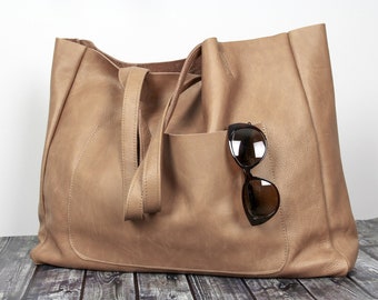 Bolso de hombro grande color camel, bolso de piel extragrande, bolso tote grande de piel, bolso tote para uso diario, bolso de piel para mujer, bolso de hombro grande color marrón claro