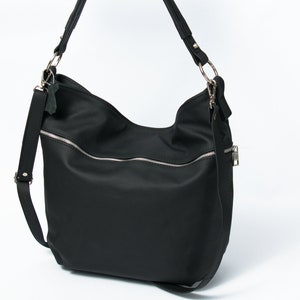 Black LEATHER HOBO Bag Crossbody Bag Everyday Natural Leather Bag, Simple Slouchy Shoulder Bag image 7