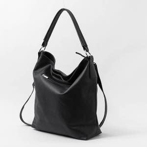 LEATHER HOBO BAG, Black Leather Handbag, Everyday Tote Bag, Crossbody Bag, Laptop Leather Shoulder Bag, Leather Bag, Hobo Bag, Everyday Bag image 4