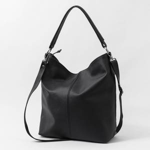 Black Leather Hobo Bag, Black Leather Handbag, Everyday Tote Bag, Crossbody, Laptop Leather Shoulder Bag, Leather Bag, Handmade Leather Bag