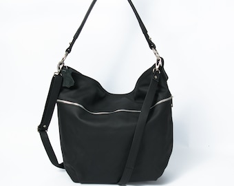 Black LEATHER HOBO Bag - Crossbody Bag - Everyday Natural Leather Bag, Simple Slouchy Shoulder Bag