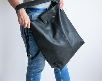 BLACK Oversize Shopper Bag, Large Shopper, Leather Tote Bag, Large Tote, Shopper Bag, XXL Handbag, Leather Shopper Bag, Leather Handbag