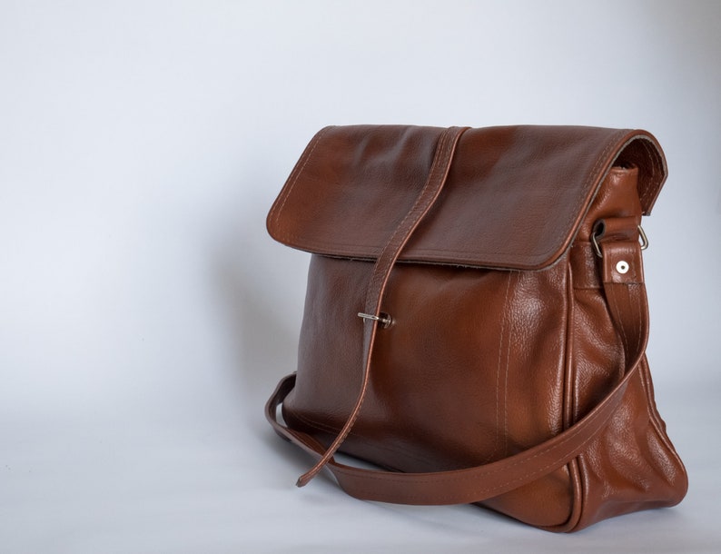 Leather Messenger Bag, Leather Briefcase Bag, Leather Bag, Shoulder Bag, Crossbody Leather Bag Leather Satchel, Cognac Brown Messenger image 8