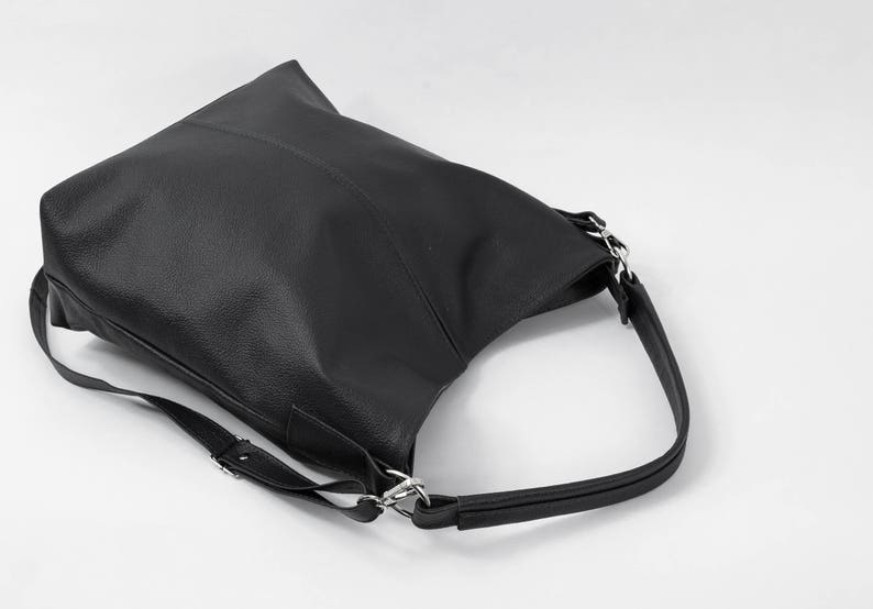 LEATHER HOBO BAG, Black Leather Handbag, Everyday Tote Bag, Crossbody Bag, Laptop Leather Shoulder Bag, Leather Bag, Hobo Bag, Everyday Bag image 10