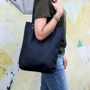 LEATHER TOTE Bag NAVY Leather Purse Natural Leather Book Bag Womens Tote bag Leather Handbag Tote Bag Simple Shoulder Bag image 8