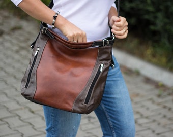 Brown LEATHER HOBO Bag - SHOULDER Bag - Crossbody Purse for Woman - Everyday Leather Handbag, Cognac Brown Bag