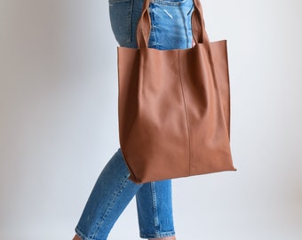 Leather Tote Bag, Large Handbag, Leather Shopper Bag, Large Tote Bag, Shoulder Bag, Leather Purse, Rich Earthy Tone, Brown Leather Tote
