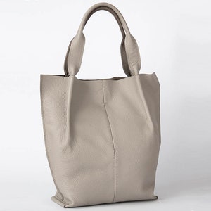 Leather Tote Bag, Large Handbag, Leather Shopper Bag, Large Tote Bag, Shoulder Bag, Leather Purse, Gift For Her, Beige Leather Tote
