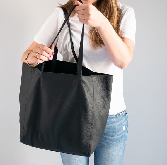 Schwarze OVERSIZE SHOPPER Tasche XXL Shopper Tasche Frau Große Crossbody  Geldbörse Große Schultertasche - .de